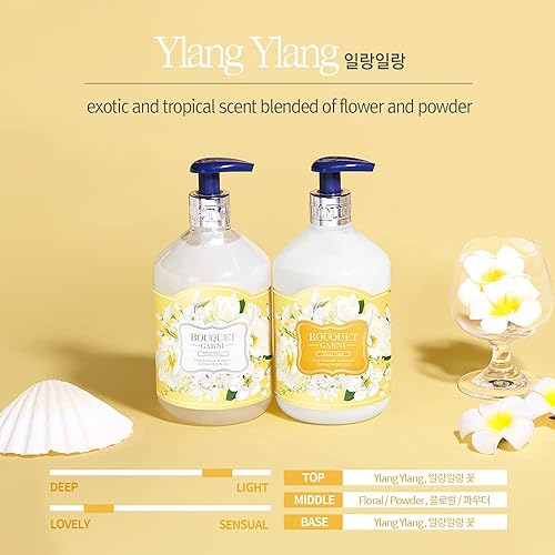 Miniatura 3 de Bouquet Garni Champú Ylang Ylang  Fragancia de larga duración hidratante para cabello seco  Hidratante y limpieza del cuero cabelludo con