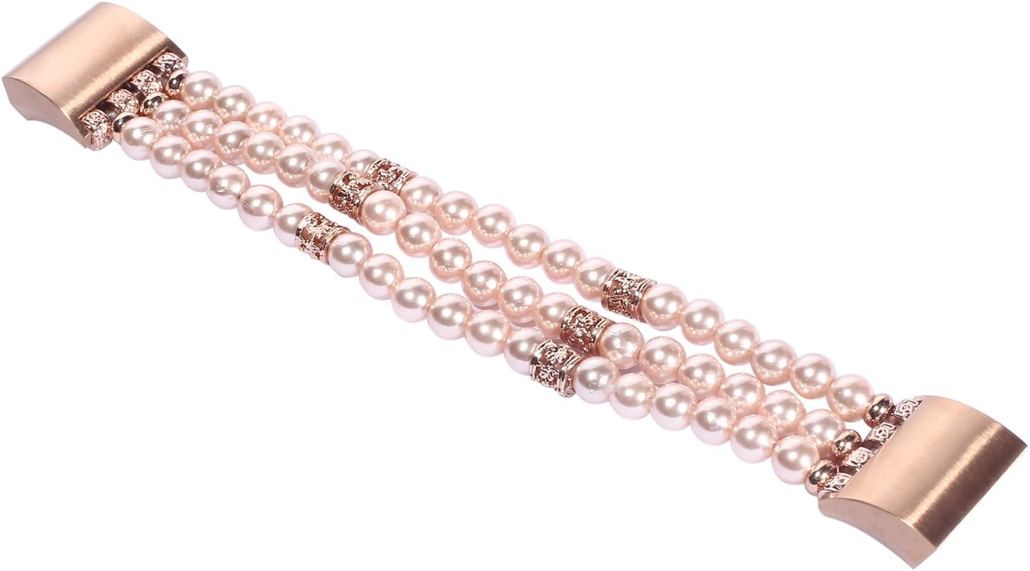 IMYMAX Replacement for Fitbit Charge 2 Bands Bracelets for Women Dressy Artificial Pearl Elastic Handmade Bracelet/Wrist band for Fitbit Charge 2 Smart Watch (Pearl Pink)