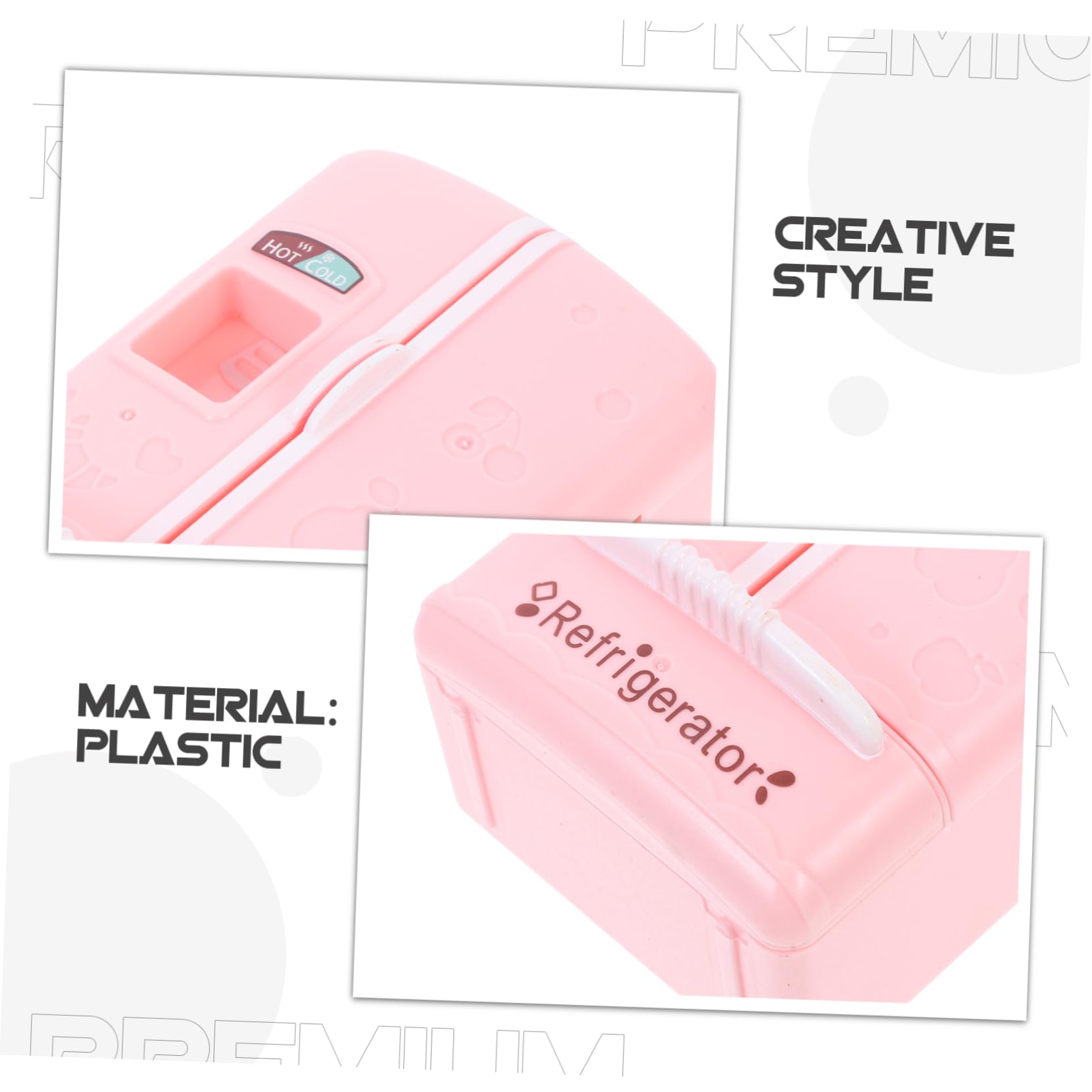 VICASKY Mini Refrigerator Toys for Boys and Girls 1:12 Miniature Simulation Pink Mini Fridges Model Dollhouse Furniture Kitchen Kids Gaming Pretend Play for for Doll House Decoration - Image 3