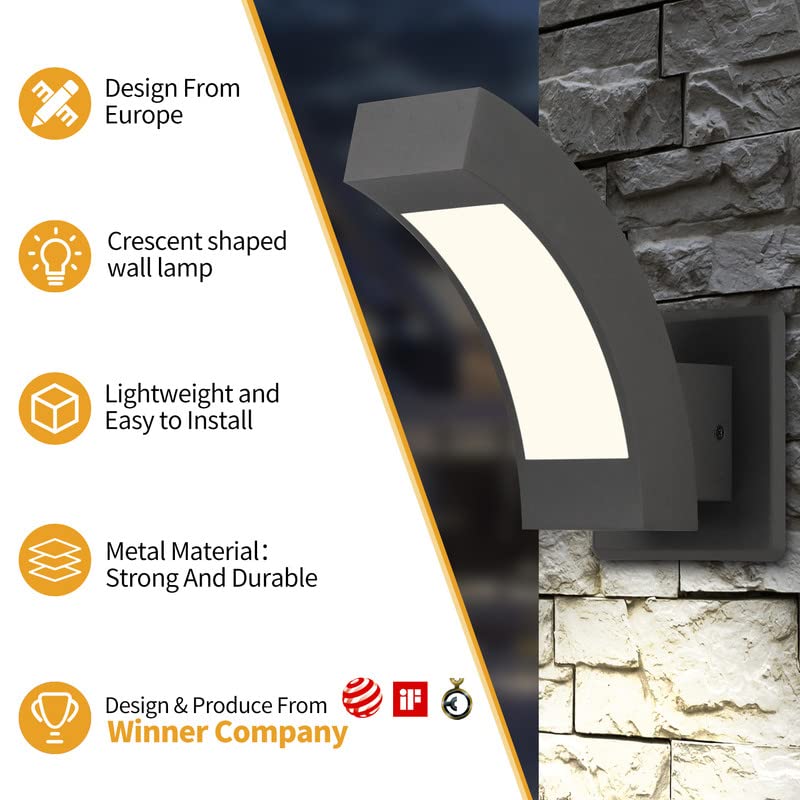 Outdoor Wall Light, Modern LED Exterior Wall Sconce,Black, 3000K Warm White - image 6