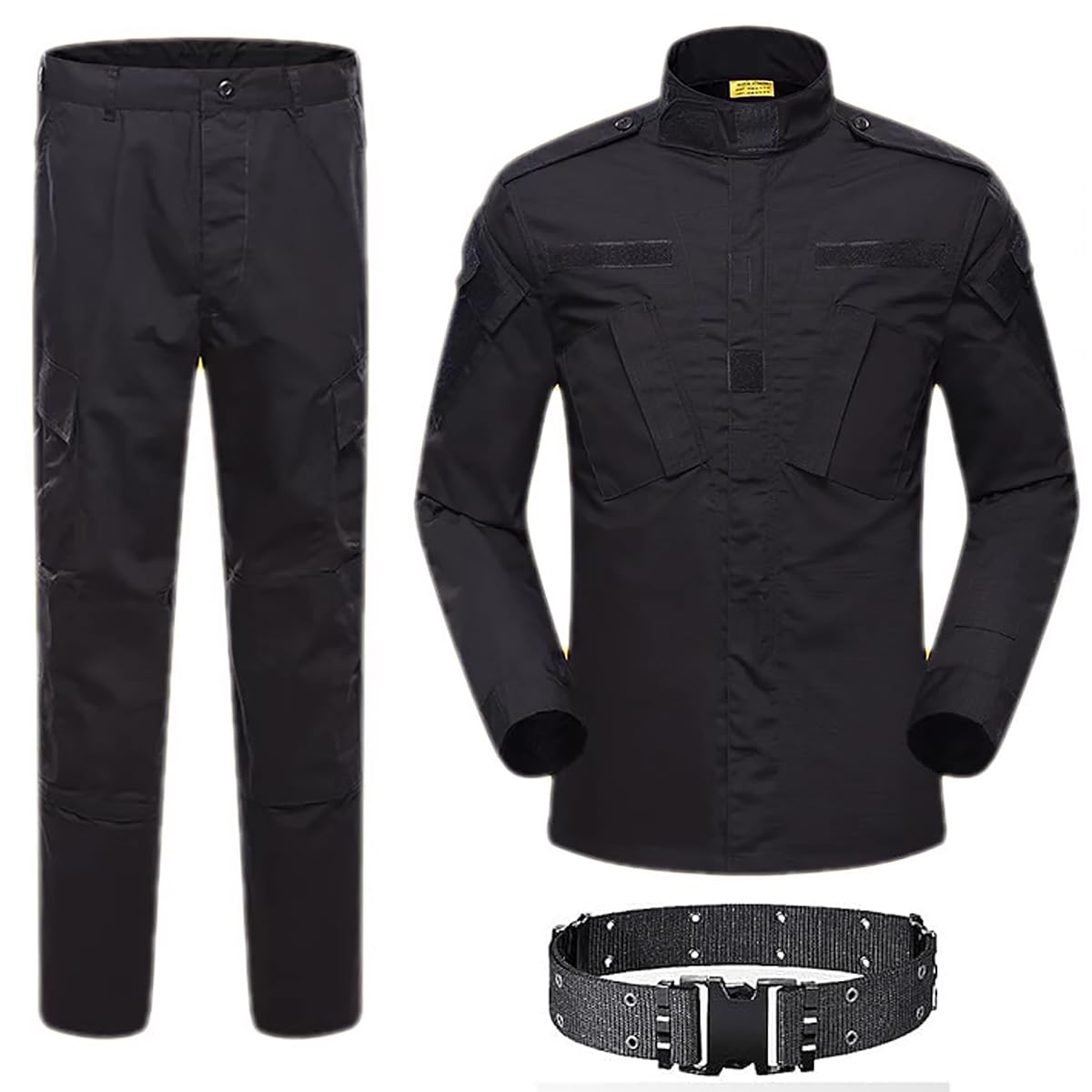 ATAIRSOFT Hommes Tactical BDU Combat Uniforme Veste Chemise et Pantalon Costume pour Armée Militaire Airsoft Paintball Chasse Tir Jeu de Guerre Black (M)