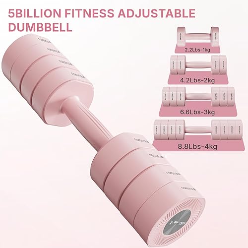 Miniatura 5 de Juego de 2 mancuernas, peso ajustable, mango antideslizante, colores macarrones, cada una de 2.24.46.68.8 libras, pesas de mano 4 en 1 para mujeres