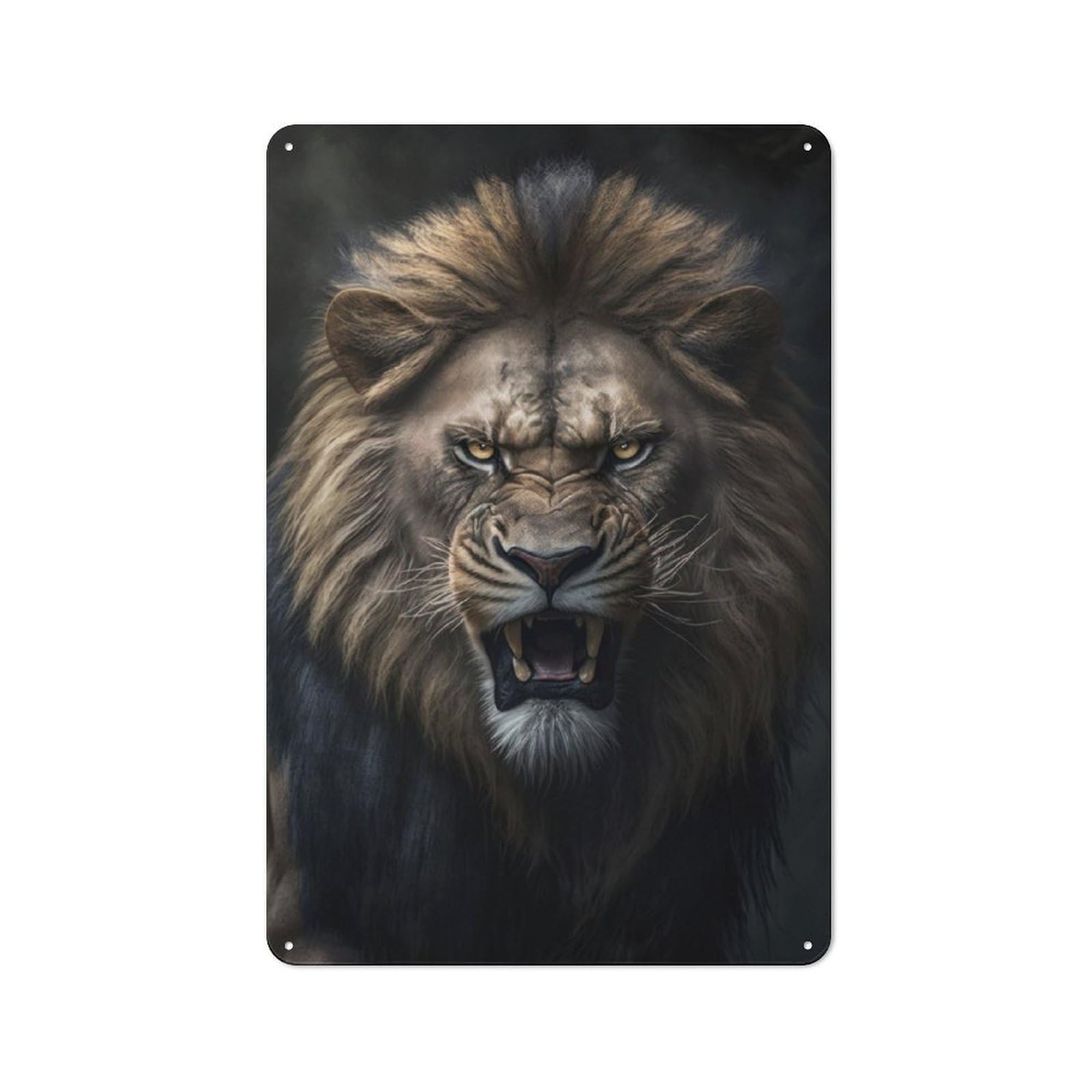 Junmoney Angry Lion Urban Metal Wall Decor 30X20cm, Metal Wall Art Sign For Loft, Studio, Office Or Creative Room