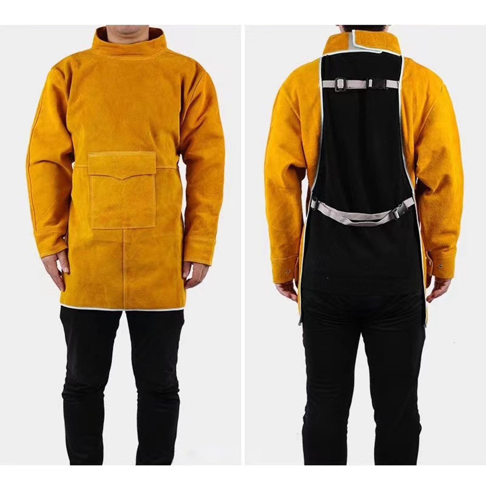 Duty Tablier de soudeur en cuir, ignifuge, résistant aux éclaboussures, vêtements de protection isolés thermiquement pour homme et femme. Utilisez un tablier en cuir