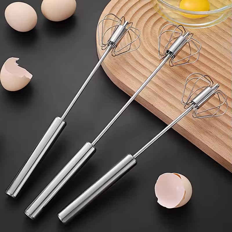 Qukaka Frusta a mano, frusta semiautomatica in acciaio inox, centrifuga per uova, frusta sfriggente, dispenser per panna montata, frusta facile per cucinare, Beatinng & Stirriong (30,5 cm