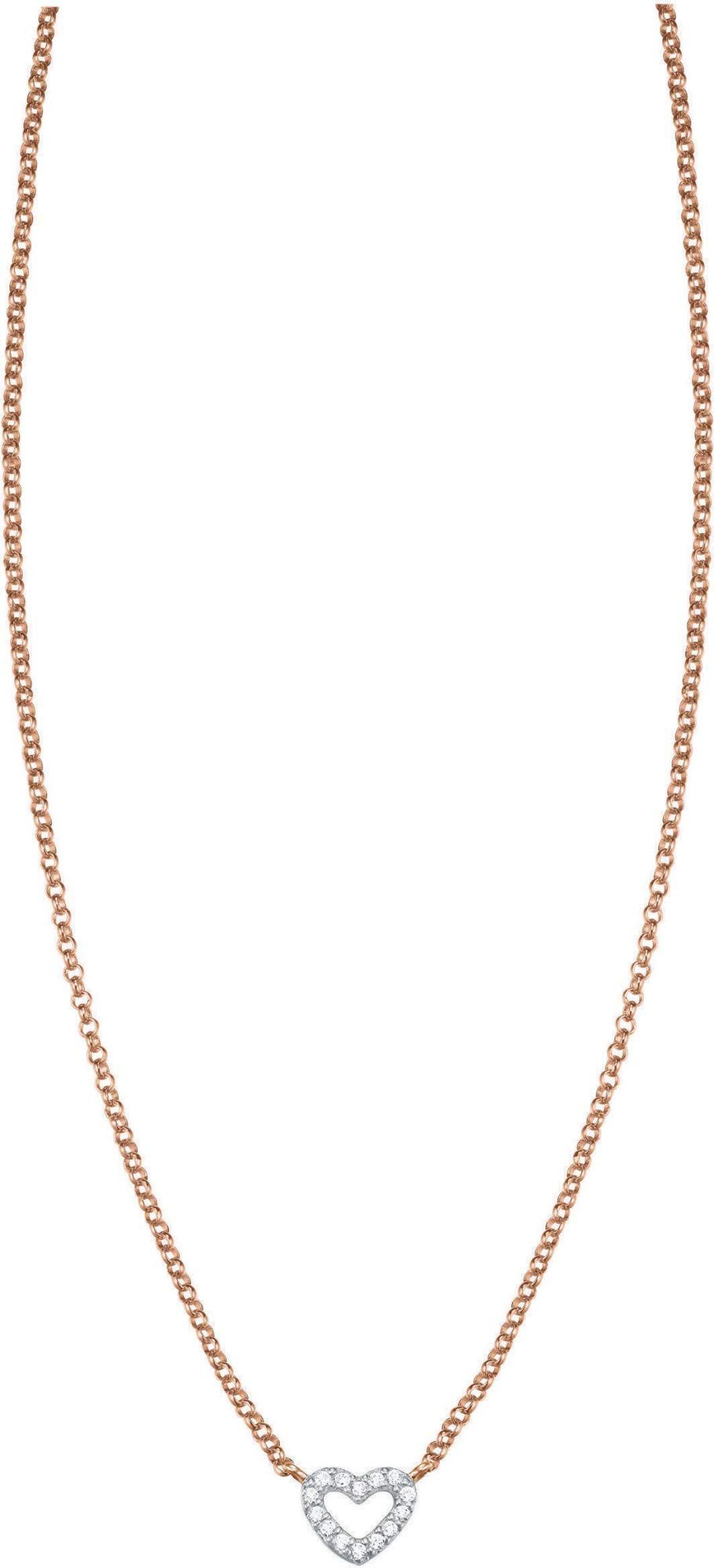 Esprit Essential Damen-Kette mit Anhänger ES-PICO LOVE ROSE 925 Silber rhodiniert Zirkonia transparent - ESNL93375C420