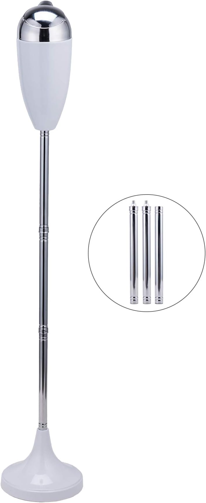 CO-Z Adjustable Floor Standing Ash Tray, Smokeless Outdoor Ashtray with Lid for Home Patio Cigarettes Ash Butt Disposal, Stainless Steel Windproof Stand Ashtray in 20", 27.5", 35" Heights, White