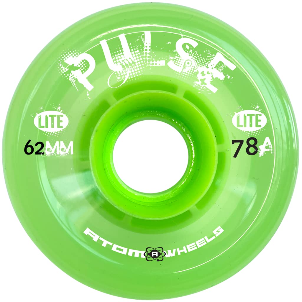Atom Pulse Lite Outdoor Quad Roller Skate Wheels, 62mm, Lime Green, 78A