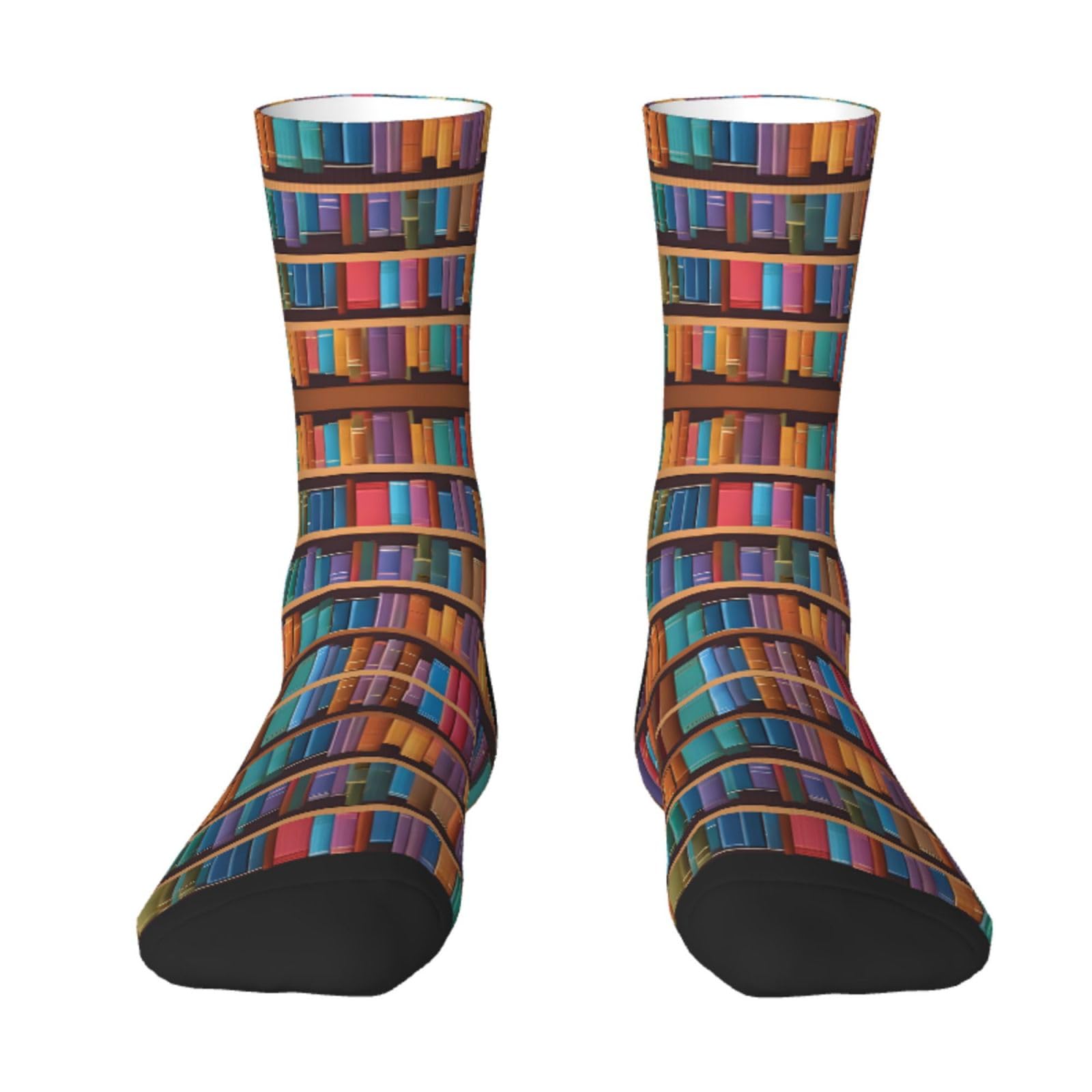 ESNAIUVCD Library Bookshelf Print Adult Socks Unisex Athletic Socks For Men-Casual Mid-Calf Compression Sockings With A Trendy Fashion Mid-Calf Socks 40cm.