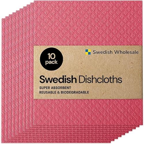 Swedish Wholesale Red Dishcloths 10-Pack