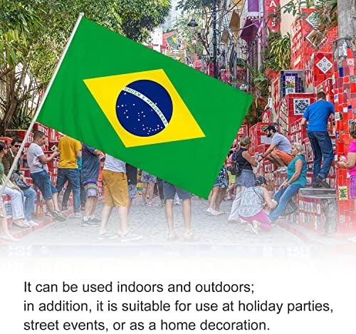 1 Pcs Brazil Flag (90*150cm), 3 Pcs Brazil Handheld Mini Flag (14*21cm), Waterproof and Sunproof, Not Fading, Suitable for Sports Events, Celebrations, Parties
