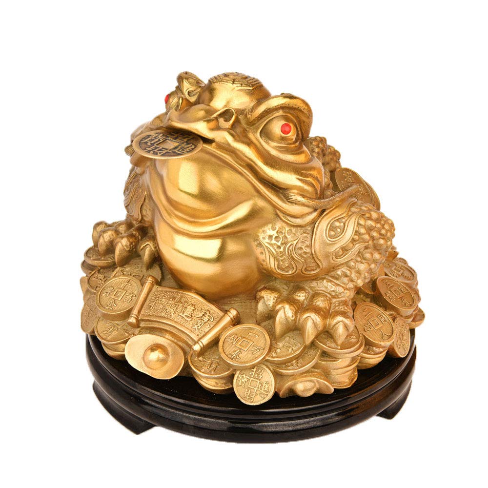 Rana Portafortuna Feng Shui: Rospo Dei Soldi Con Moneta, Statuetta In Resina Dorata Per Prosperità E Ricchezza, Decorazione Casa