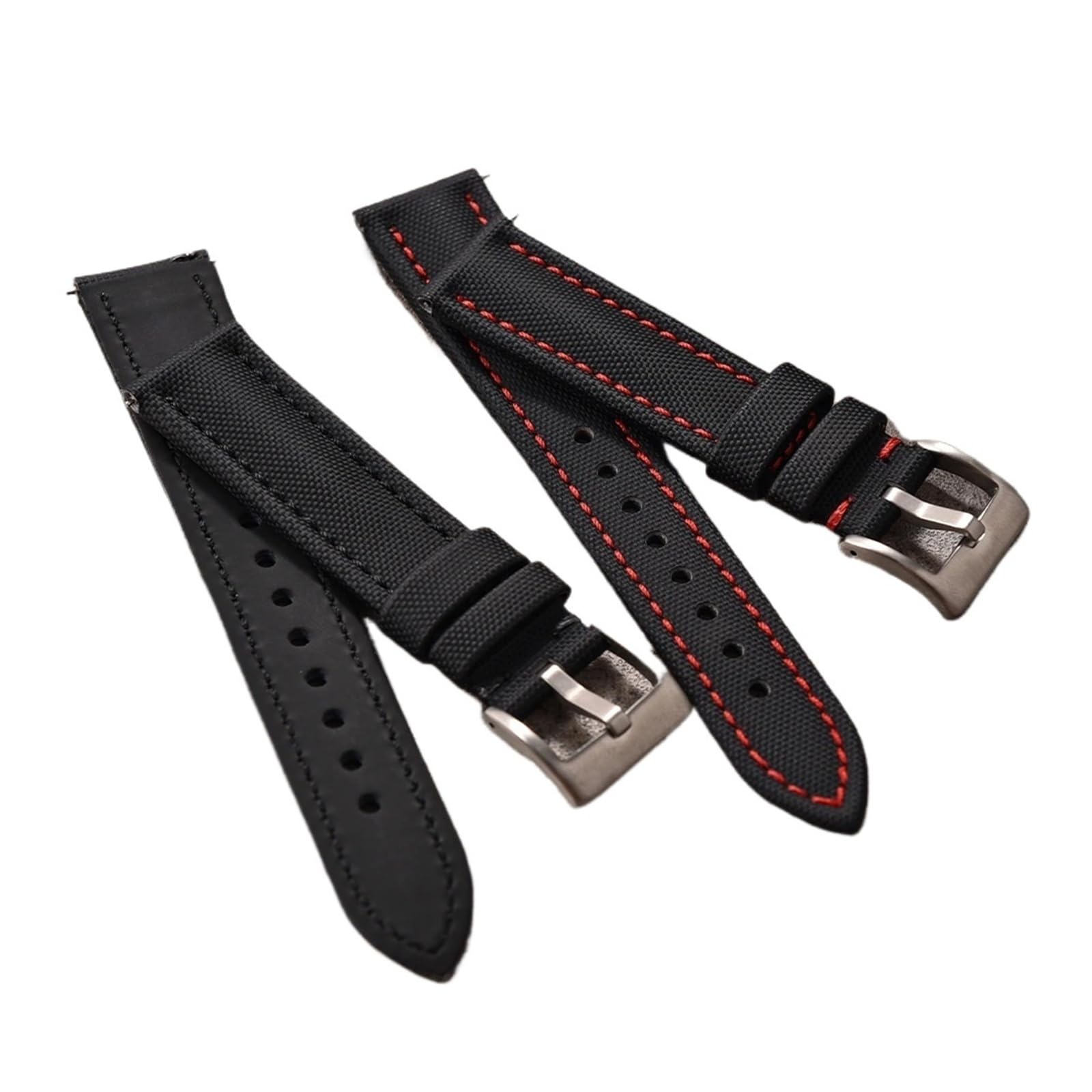 HuanJ Bracelet de montre en toile voile, nylon ou cuir, 18 mm, 20 22, avec système fixation rapide