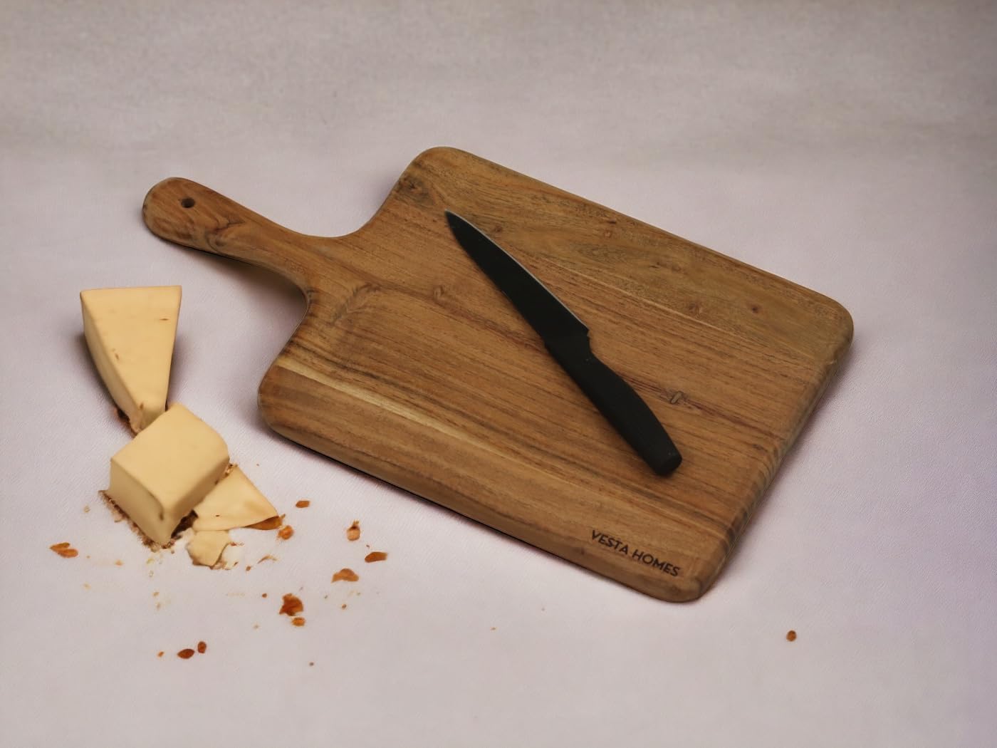 Vesta Homes Wooden Cutting Board/Chopping, Serving Board, Platter for Vegetables, Fruits, Cheese, and Charcuterie | Natural Acacia Wood | 16 * 9 Inches | Handcrafted in India - Image 3