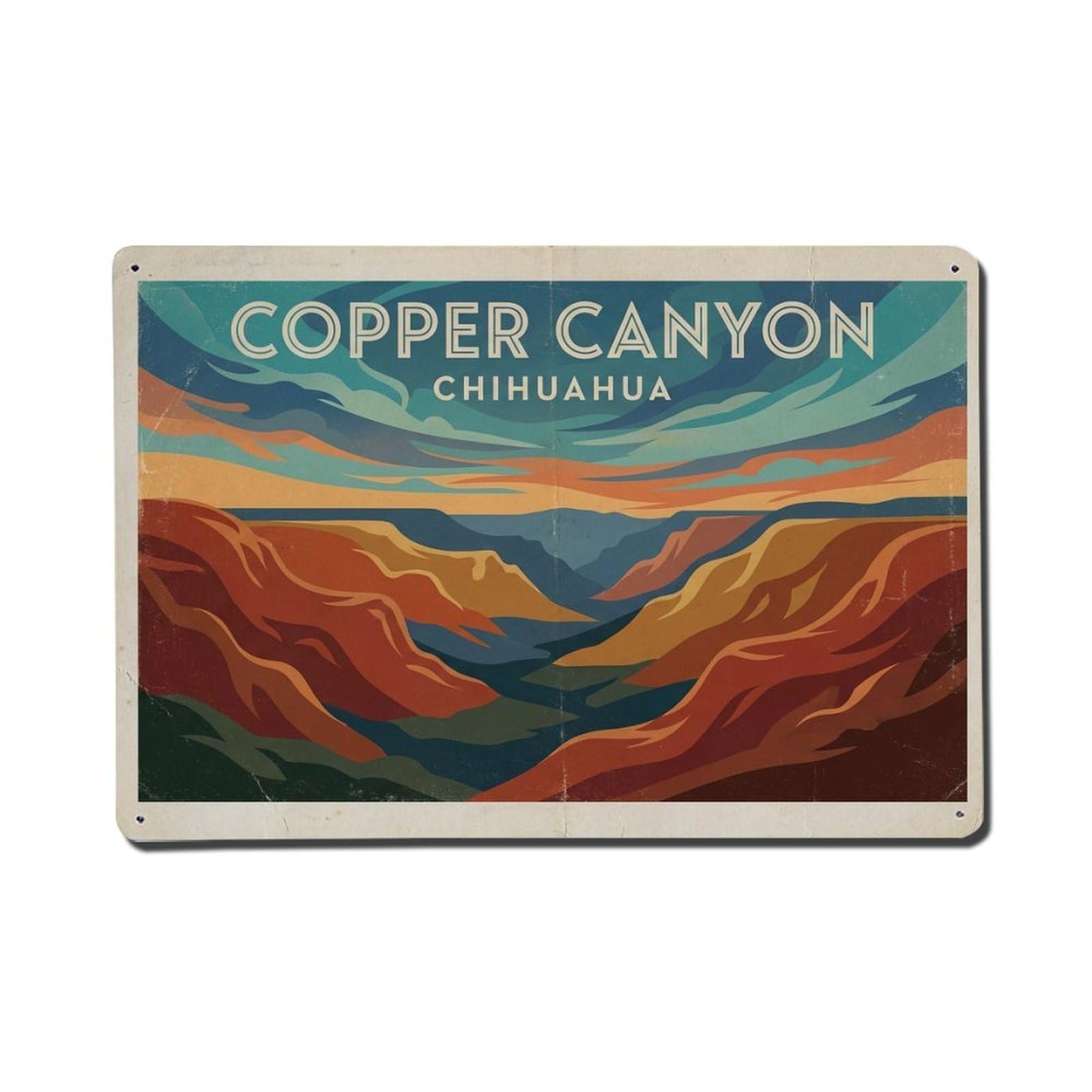 Cxhjca 8X12inch(20X30cm) Vintage Travel Mexico Copper Canyon Metal Tin Sign