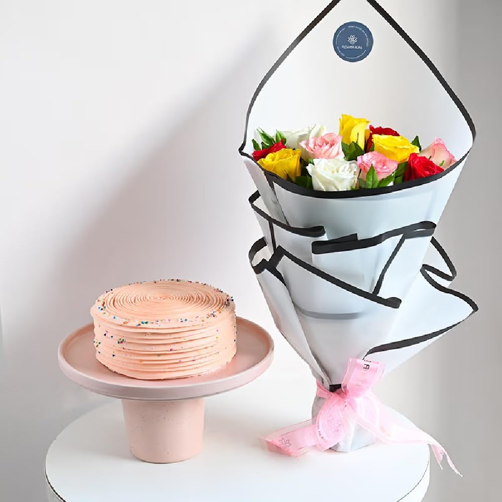 FlowerAura Delicious 500g Strawberry Cake With Bunch Of Fresh Live 12 Mix Roses Flowers Bouquet For Valentines Day Gift, Birthday Gift, Anniversary Gift & Mothers Day Gift (Same Day Delivery) (B0CTX3N9NH) Amazon Price History, Amazon Price Tracker