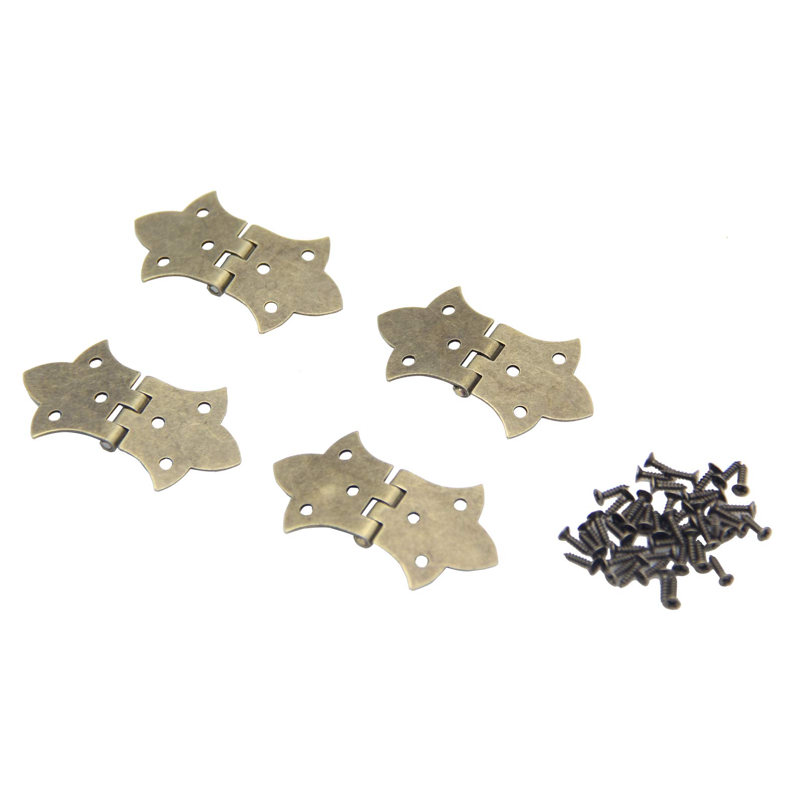 Lot De 10 Charnières Décoratives Antiques En Bronze Pour Boîtes à