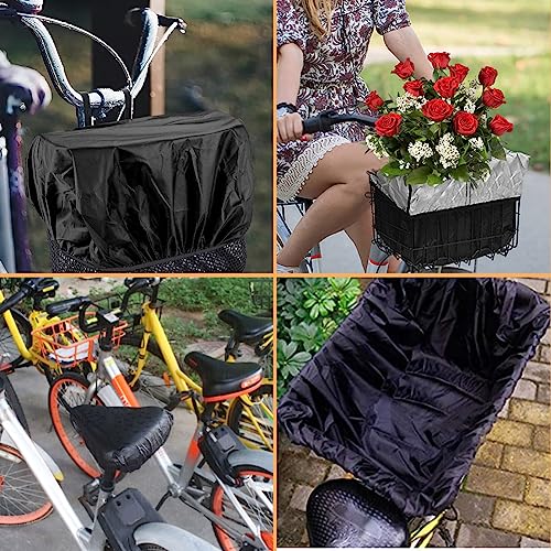 Fahrradkorb Regenschutz fahrradkorb, 2-Pack Fahrrad Korbabdeckung Regenschutz mit Fahrradbezug schwarz wasserdicht überzug für fahrradkorb (Korbdeckung+Sitzbezug)