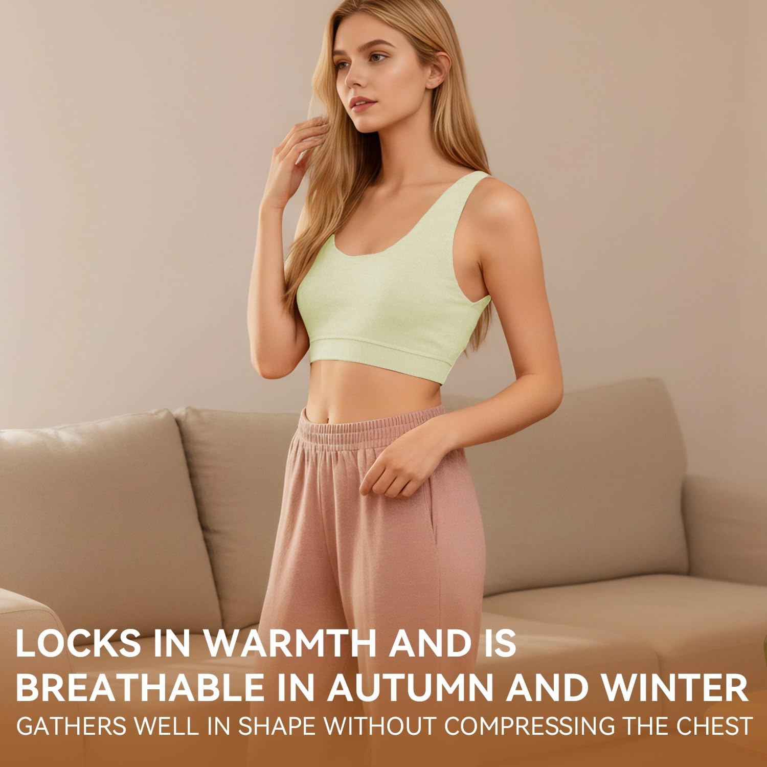 Women's 100% Merino Wool Sports Bra, Soft Seamless Yoga Bra for Workout, Hiking, and Daily Wear. - Image 2