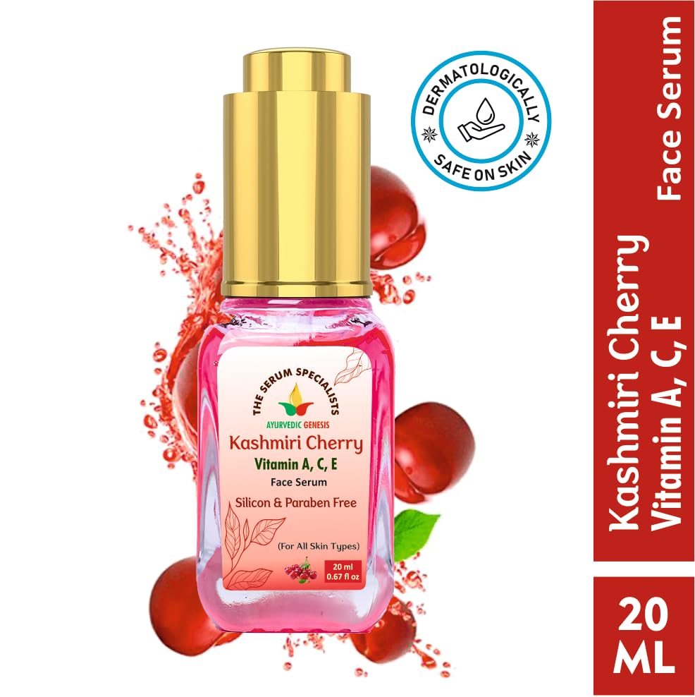 Image of Kashmiri Cherry Vitamin A, C, E - Brightening & Anti-Aging | Infused with Kashmiri Cherry Extract | Restores Luminosity & Fights Signs of Aging | For All Skin Types | 20ml