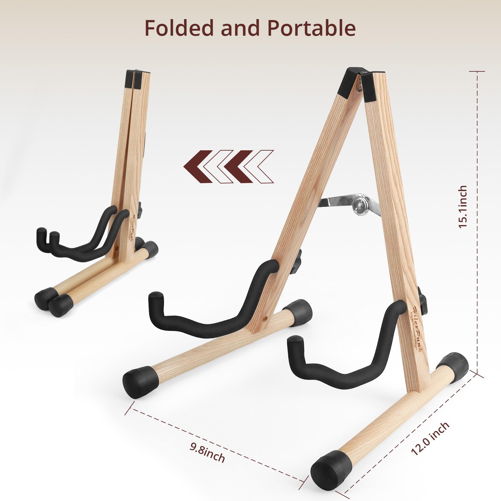 Gitarrenständer,Ständer für Akustikgitarre Ständer für klassische Gitarre A-Frame faltbar,einfache Montage und tragbar,solide Halterung,langlebig (Aschebaum)