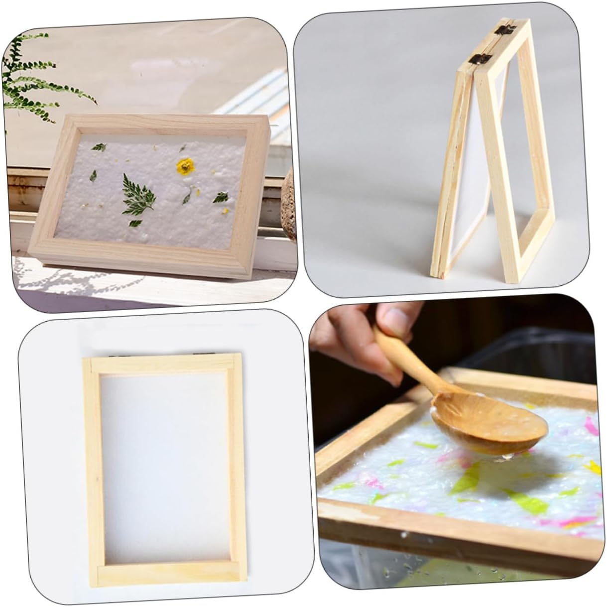 jojofuny 3Pcs Wooden Paper Making Mold Frame Kit for Boys and Girls DIY Paper Crafting Tools Natural Color for Handmade Papermaking Projects