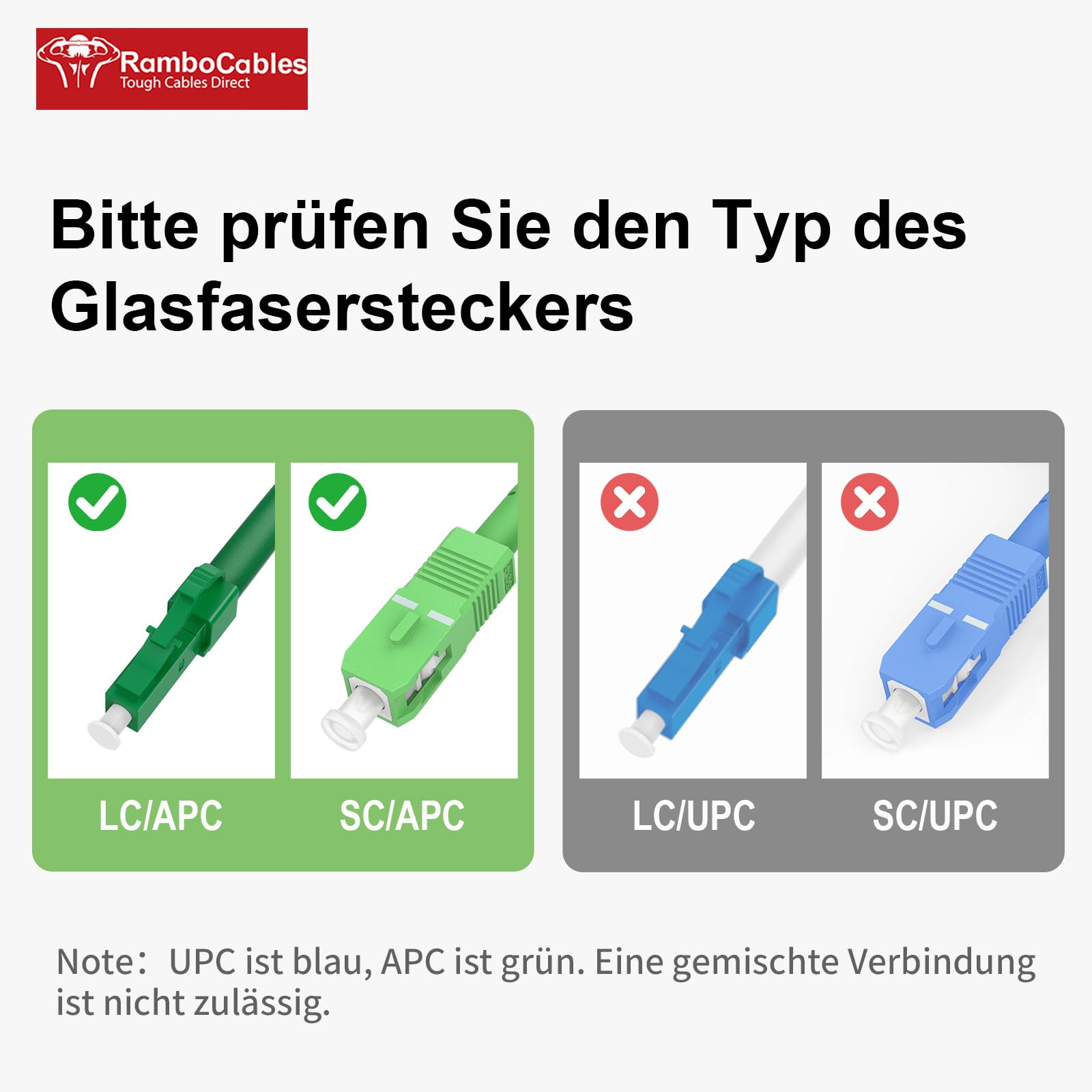 OS2 Gepanzertes LWL Kabel LC/APC auf SC/APC mit Adapter, 50m