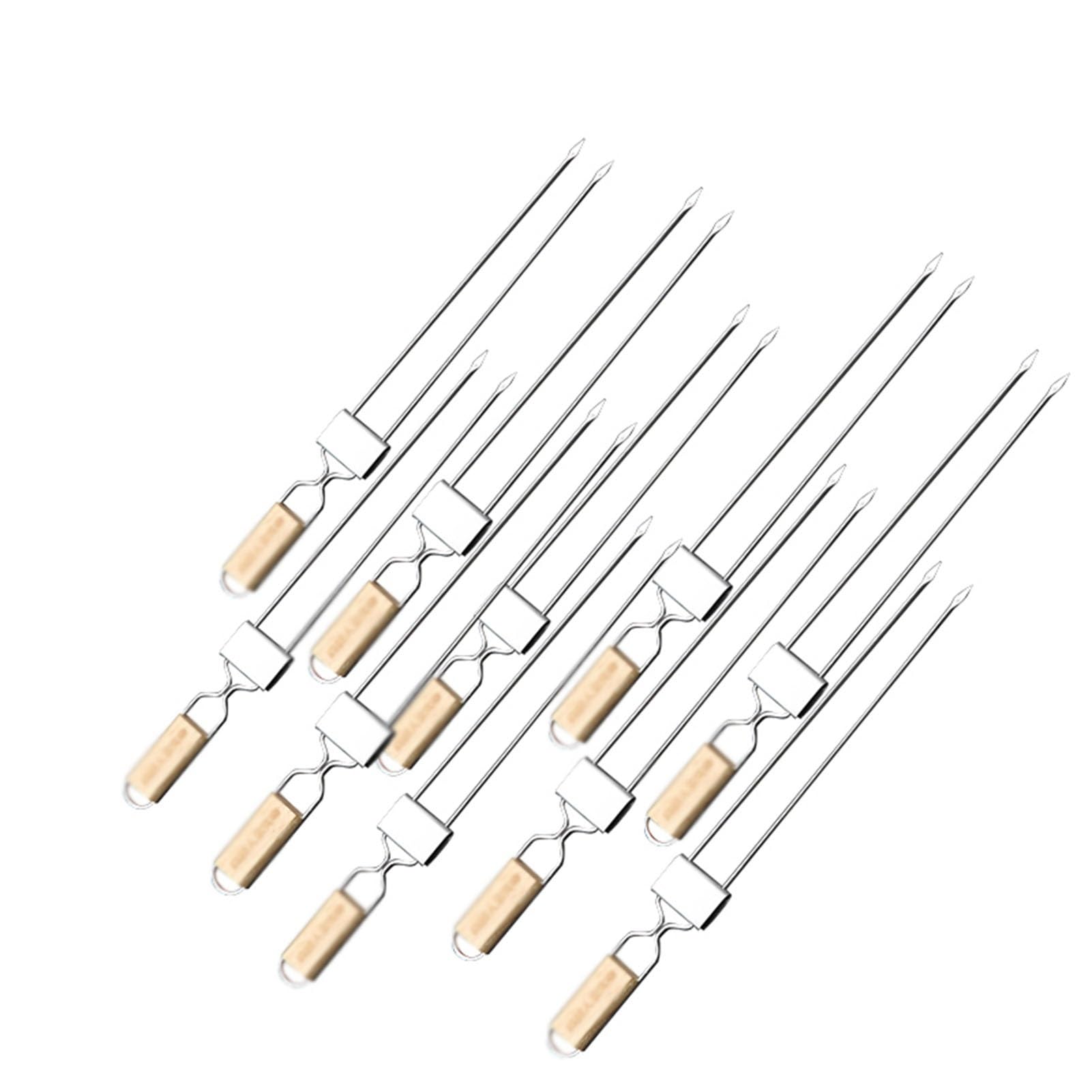 Palitos de aguja for barbacoa bifurcados, reutilizables, pinchos for cocinar brochetas, pinchos for asar a la parrilla de acero inoxidable, resistentes, no fáciles de romper, for aperitivos, frutas (