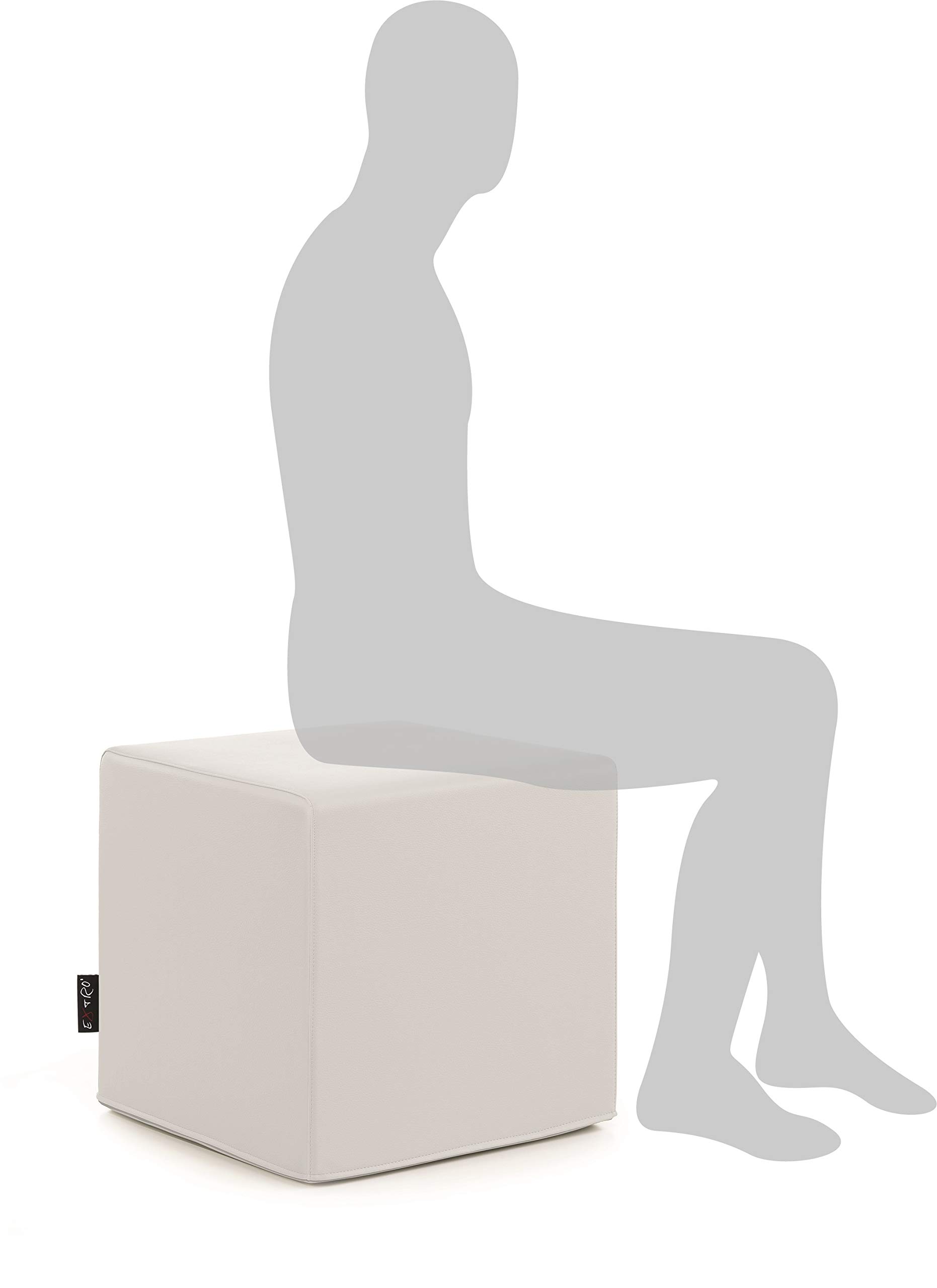 CUBO POUF ECOPELLE BIANCO MIS. 45X45 H.45 SFODERABILE SFODERABILI STRUTTURA INTERNA IN POLIURETANO ESPANSO DA SEDUTA "SENZA VASSOIO IN PLEXIGLASS" "SENZA FODERA DI RICAMBIO"