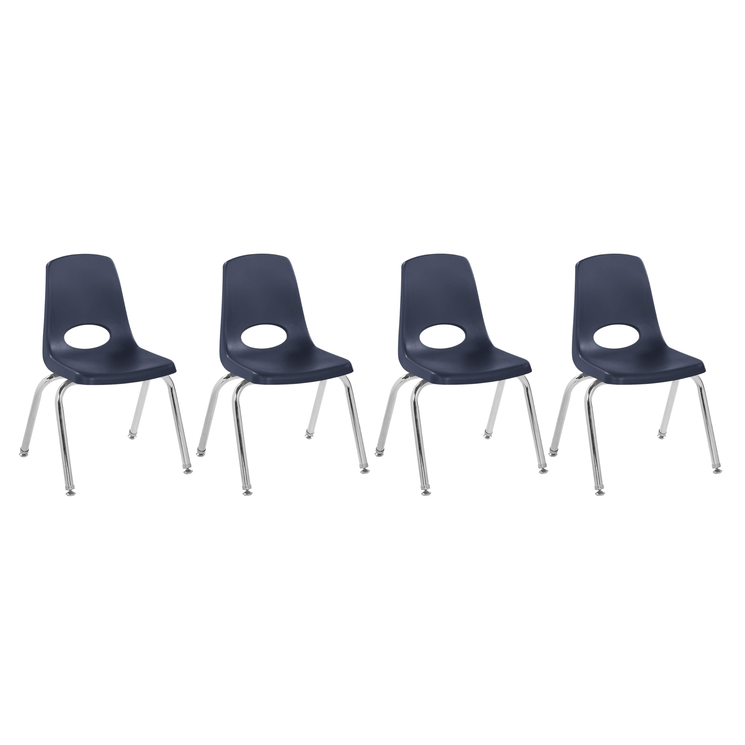 FDP 14" School Stack Chair with Swivel Glides, Navy, 4-Pack, 10381-NV