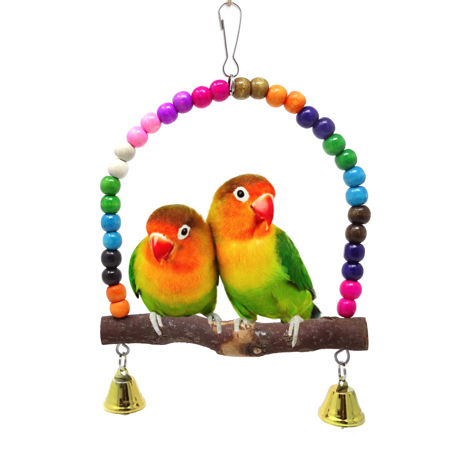 Honbay Wooden Bird Swing Perch Parrot Hanging Toy for Small Sized Birds - image 2