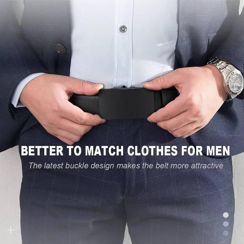 Image of NAPA HIDE Men's Auto Lock Vegan Leather Belt | Stylish Adjustable Buckle Belt for Formal & Casual Wear I Fits upto 40 Inches Waist size