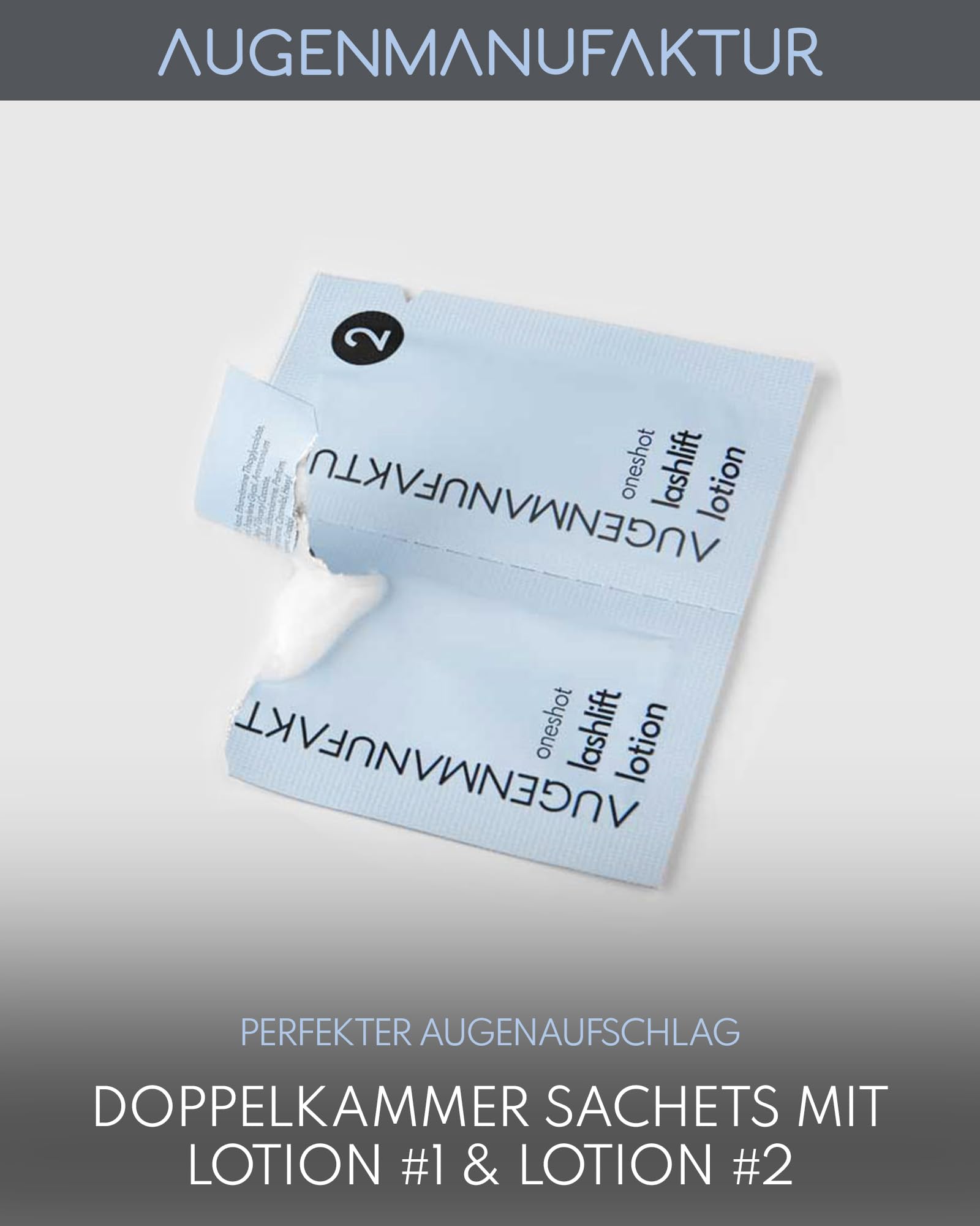 Augenmanufaktur Wimpernlifting-Lotion Doppelkammer Sachets Lotion #1 und #2 á 10 Stück mit je 1 ml - macht Wimpern formbar und fixiert sie