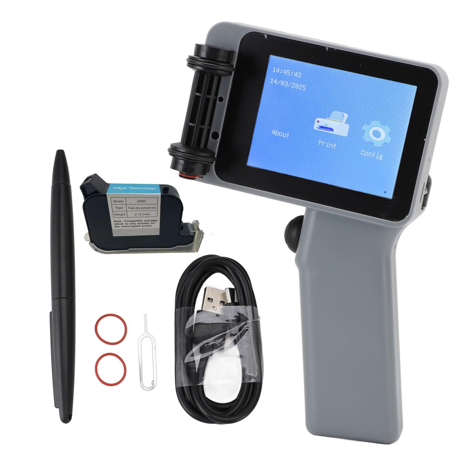 FTVOGUE Mini Impresora de Tinta Impresora Handheld Inkjet Pistón Portable HD LED 4.3 Pulgadas Táctil para Código de Barras