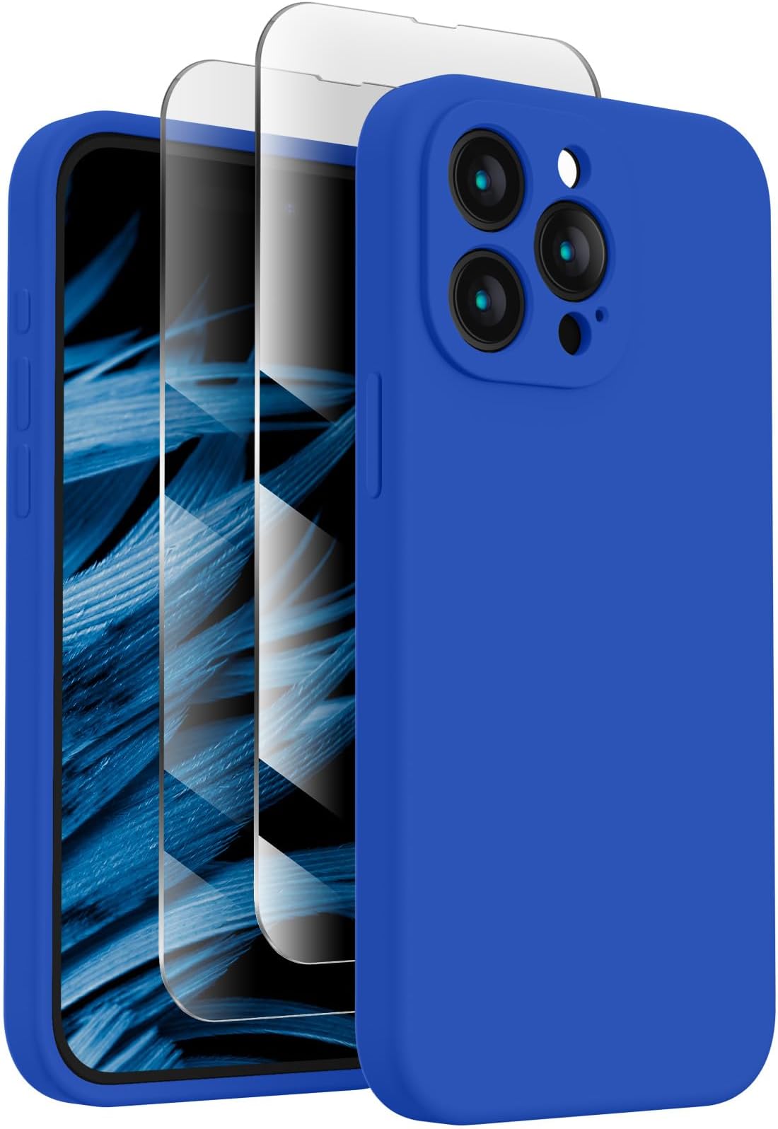 FireNova Designed for iPhone 15 Pro Max Case, Silicone Upgraded [Camera Protection] Phone Case, Soft Anti-Scratch Microfiber Lining Inside, 6.7 inch, Klein Blue