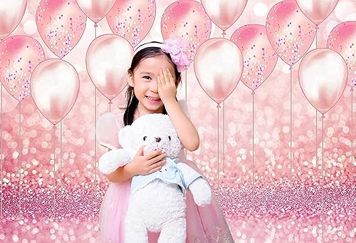 Miniatura 2 de AOSTO Globos rosados de 7 x 5 pies con purpurina Bokeh Girl Fotografía telón de fondo para baby shower, decoración de mesa de tartas, suministros de