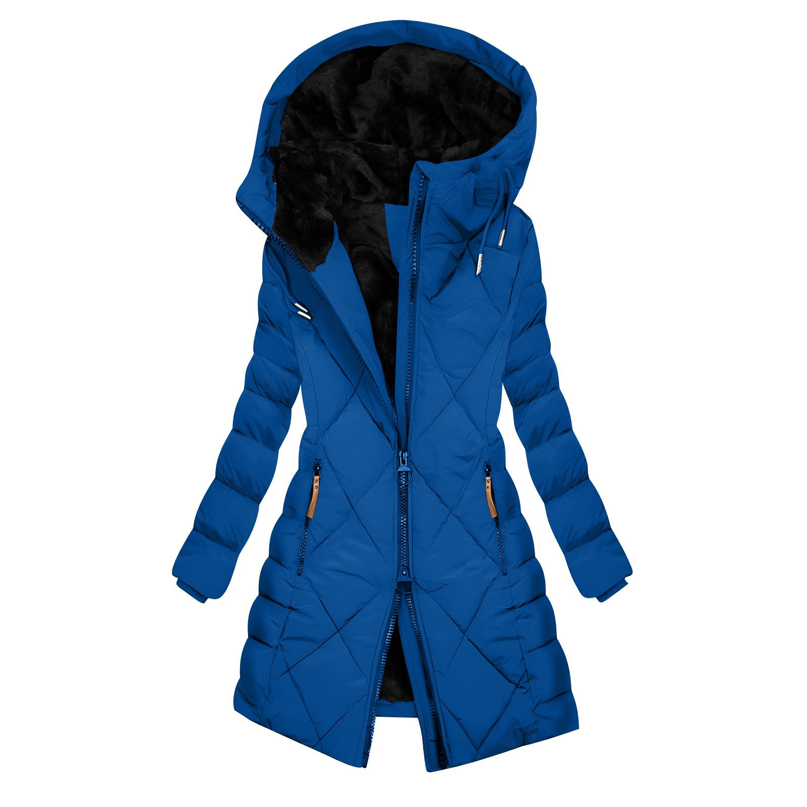 Abrigos de invierno para mujer, chaqueta acolchada cálida con forro polar para mujer, abrigo grueso y mullido, chaqueta resistente al viento, chaqueta térmica larga con bolsillos