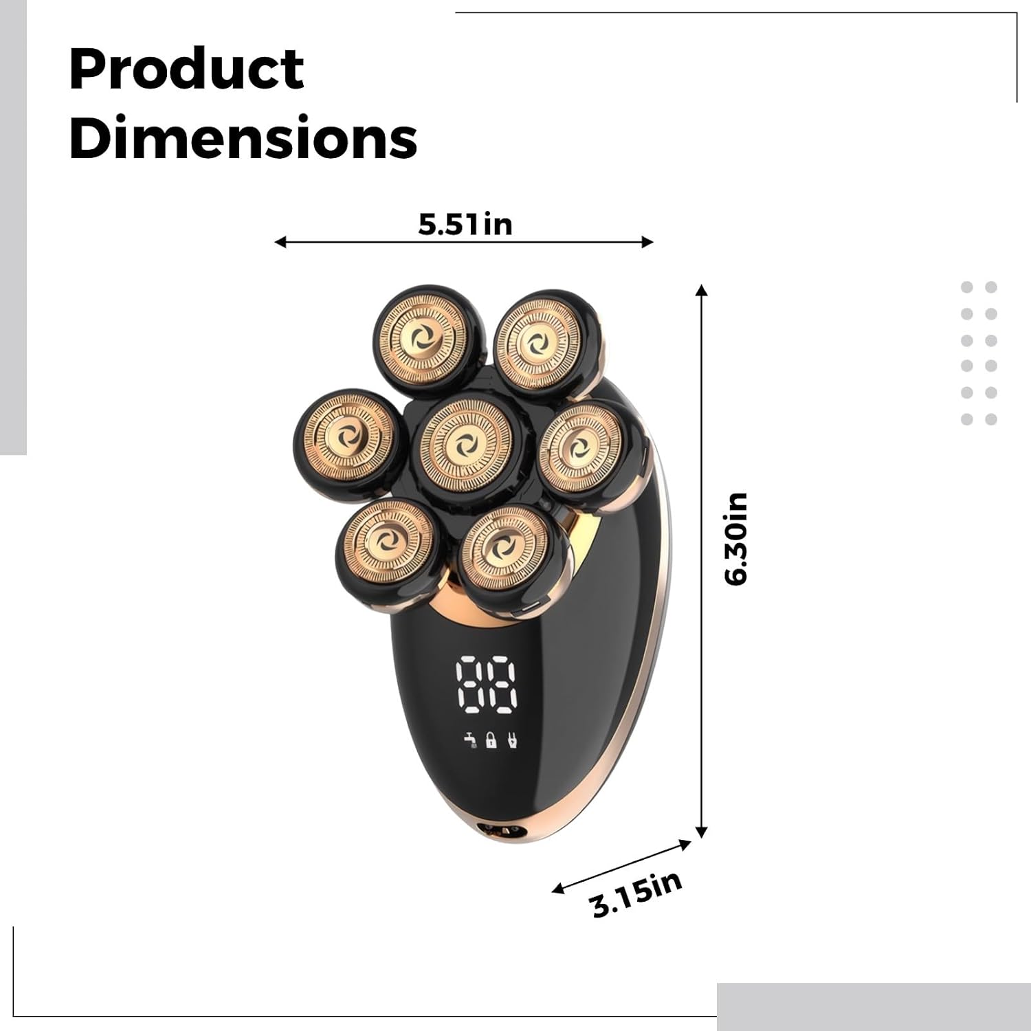 7-Head Electric Head Shaver for Men, 5-in-1 Grooming Kit, Digital Display, 360° Floating Head, Bald Head Shaver, Includes Trimmer, Cleansing Brush, and 7 Accessories