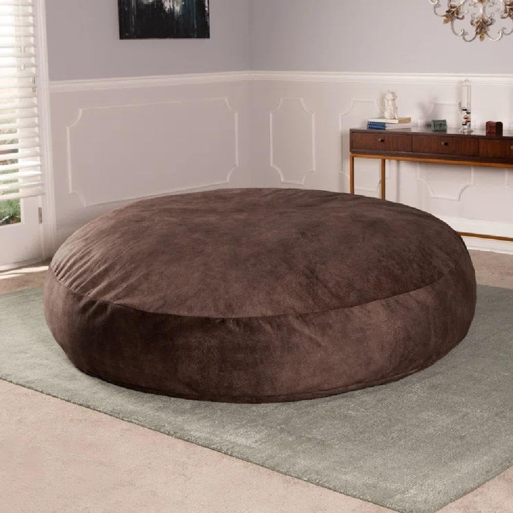 TRP Multifunctional Giant Bean Bag Chair 6 Foot with Soft Plush Comfortable Seating | Pretty Chestnut Brown Color Zipper Closure Refilable Washable Cover Fluffy Cozy Lighweight Supportive Durable
