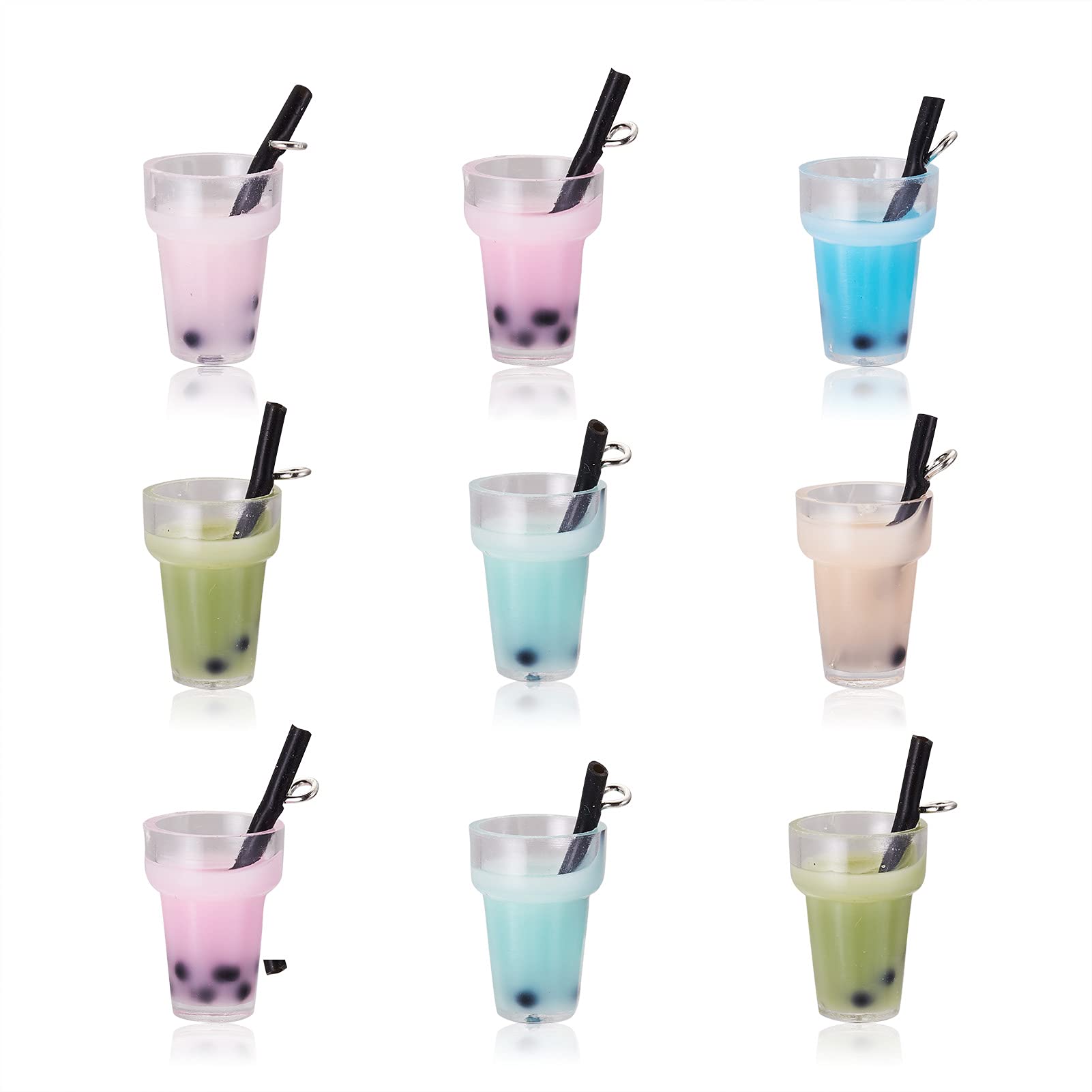 Craftdady 10Pcs Bubble Tea Glass Charms Pendants Resin Milk Tea Cup Pendants Earring Charms for DIY Keychain Jewelry Crafting — image 1