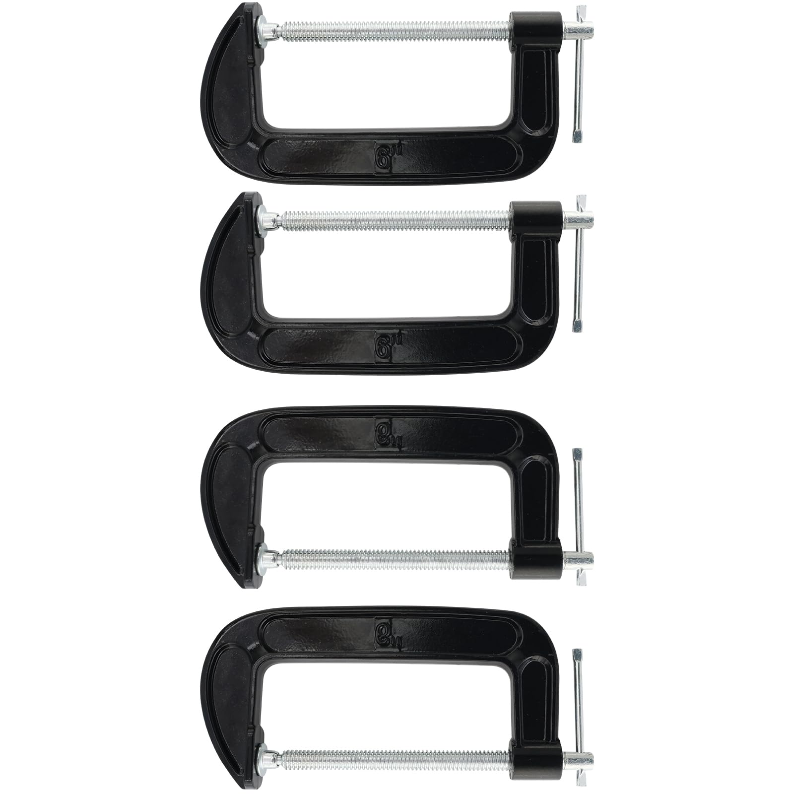 Abrazadera C, juego de 8 abrazaderas C de acero resistente, marco de hierro fundido con mango en T para carpintería, soldadura, construcción, aplicaciones automotrices (4, 6 pulgadas)