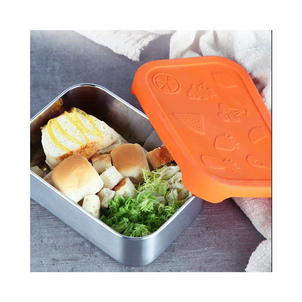 Fiambrera 800 ml de acero inoxidable Bowl fresca Almuerzo Merienda sello de silicona Con contenedor de almacenamiento de alimentos cubierta de la tapa plegable caja de almuerzo del estudiante