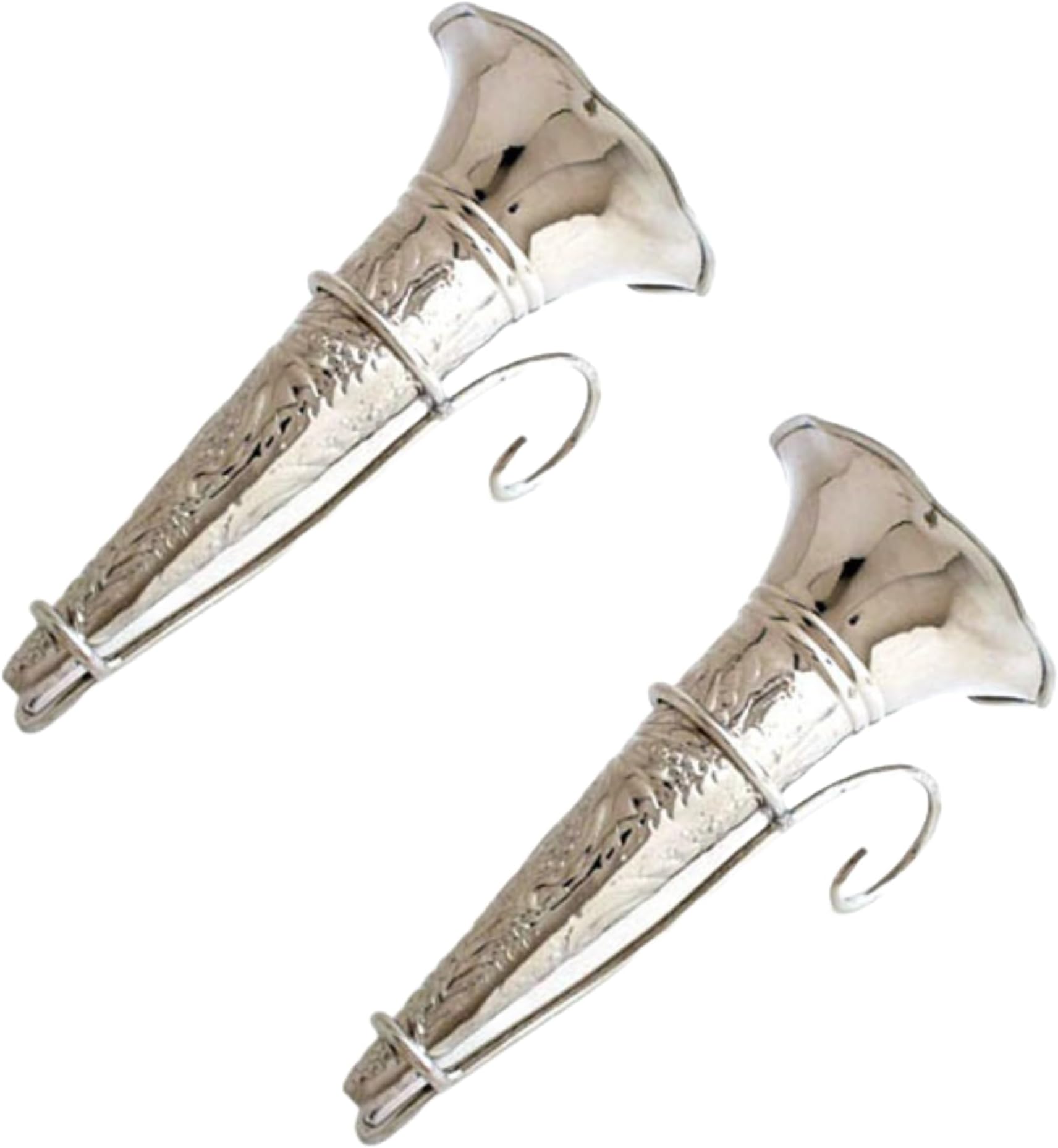 Nickel 7" Tussie Mussie with Stand, Bouquet Holder. - Set of 2