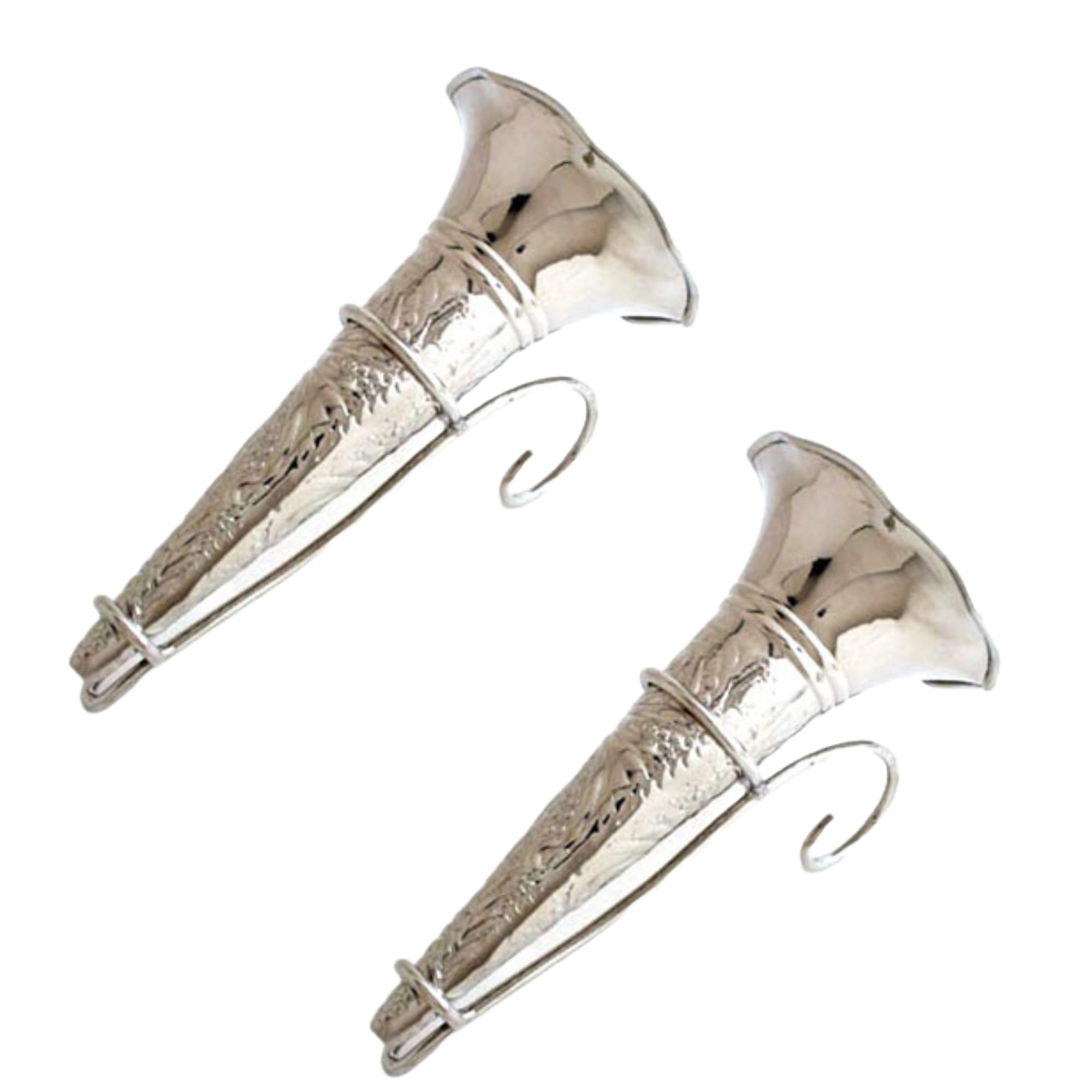 Nickel 7" Tussie Mussie with Stand, Bouquet Holder. - Set of 2