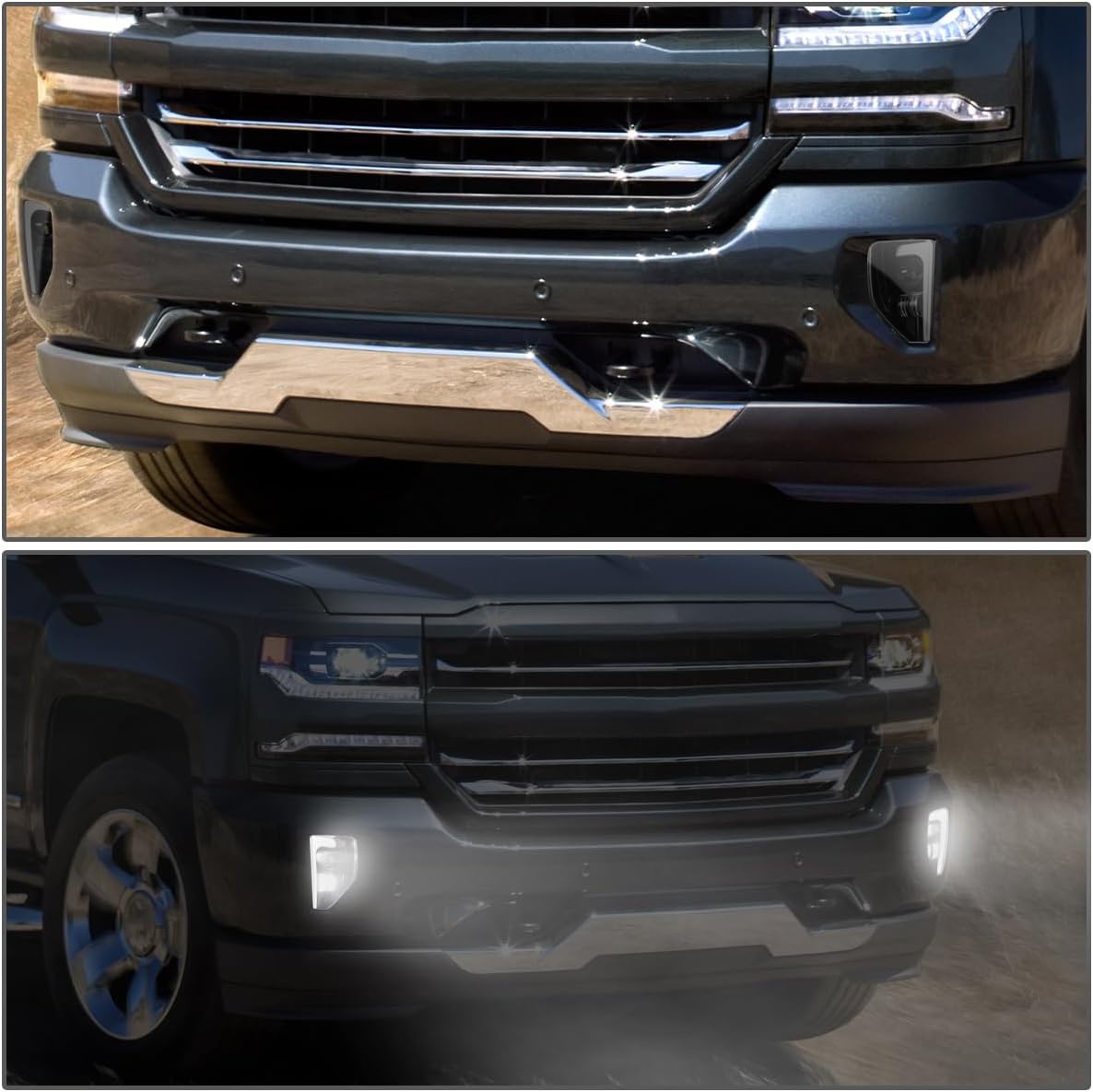 DNA MOTORING Front Pair of LED Fog Lights (Left & Right) Compatible With Silverado 1500 2016-2019, GM2592315, GM2593315, FL-ZTL-386-SM