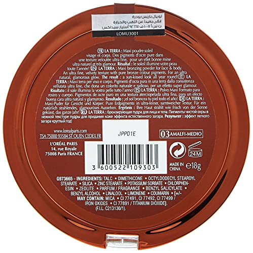 L'Oreal Glam Bronze Bronzer Powder 18g 03 Medium La Terra Amalfi-Medio - Image 4