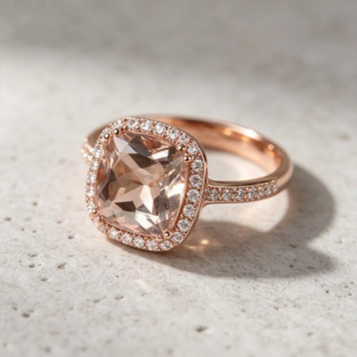 Rose Gold Plated Ring for Women – Square Candy Solitaire Band, Dainty Niche Elevated Statement Jewelry Gift for Her, Birthday & Anniversary Present for Wife, Best Friend or Sister image 4