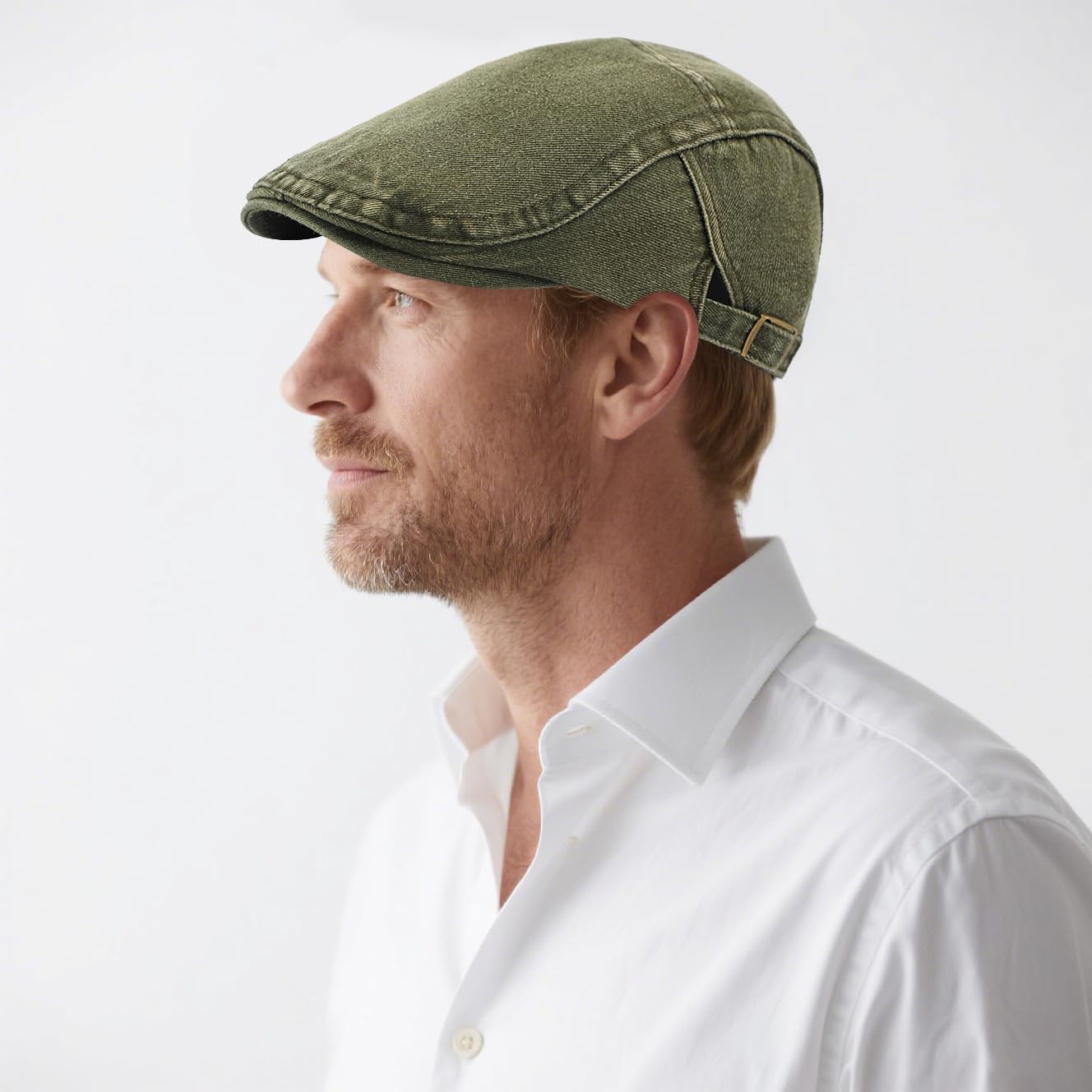 Newsboy Cap for Men Adjustable Flat Ivy Gatsby Cabbie Driving Hat Breathable Denim Cotton Golf Cap - Image 2