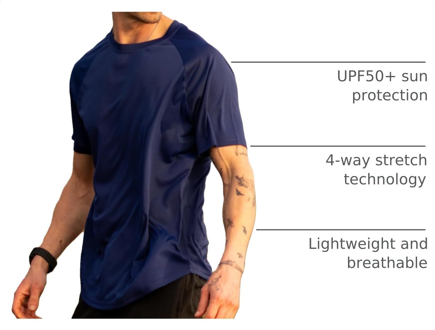 PINSPARK Mens 2 Pack UPF50+ Sun Protection Swim Surf Short Sleeve Athletic Shirts Rash Guard Quick Dry Performance Shirts image 4