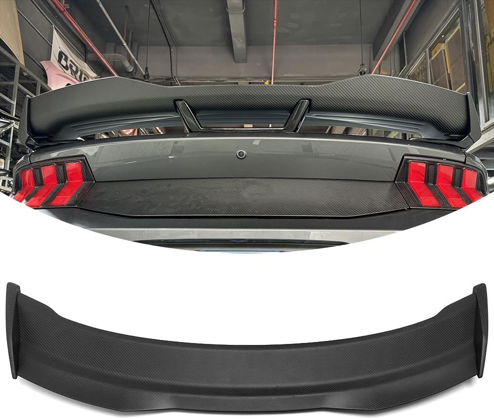 Jogon Dry Carbon Fiber Rear Spoiler Wing for Ford Mustang S650 GT Dark Horse 2024 2025 Trunk Spoiler Integrated with Gurney Flap Style (Matte CF)